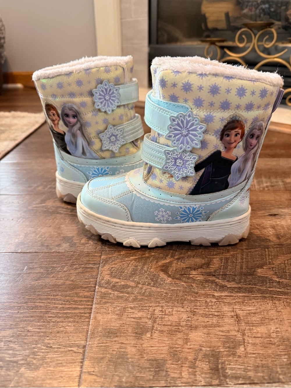 Disney Frozen Light Up Winter Boots Girls Size 12 Toddler Blue Snow Boots - Picture 2 of 7